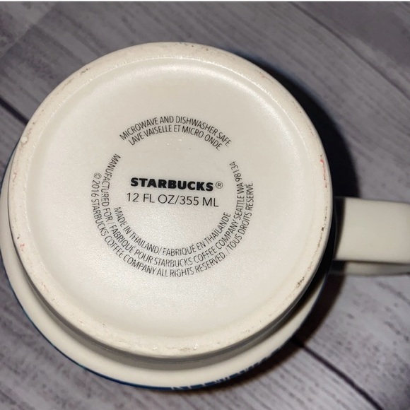 Starbucks Stackable Mugs 4 Blue Teal Floral Cups - Picture 3 of 3